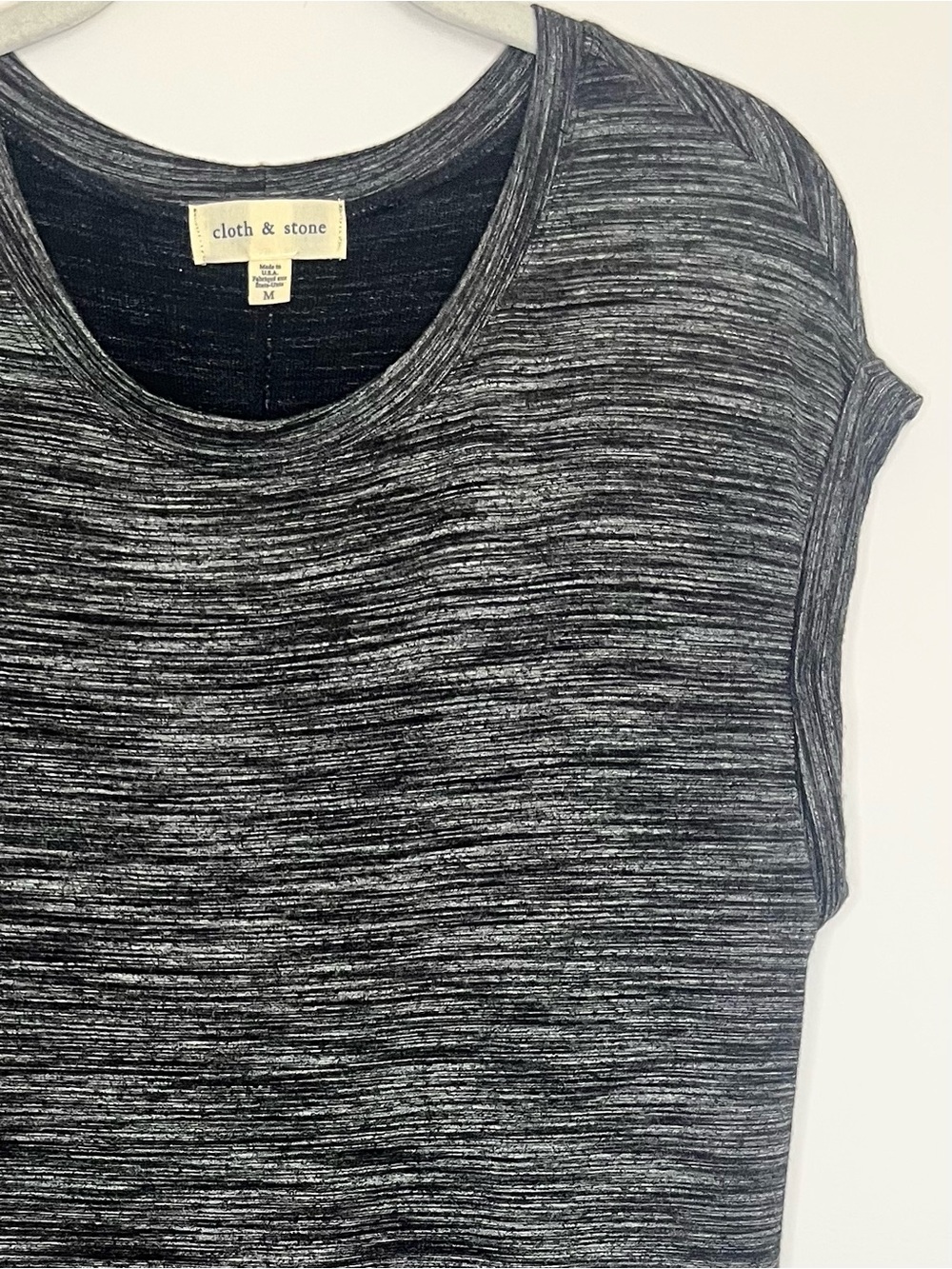 Cloth & Stone Anthropologie Melange Marled Jersey T-Shirt Dress Stretch Black M - Picture 4 of 10